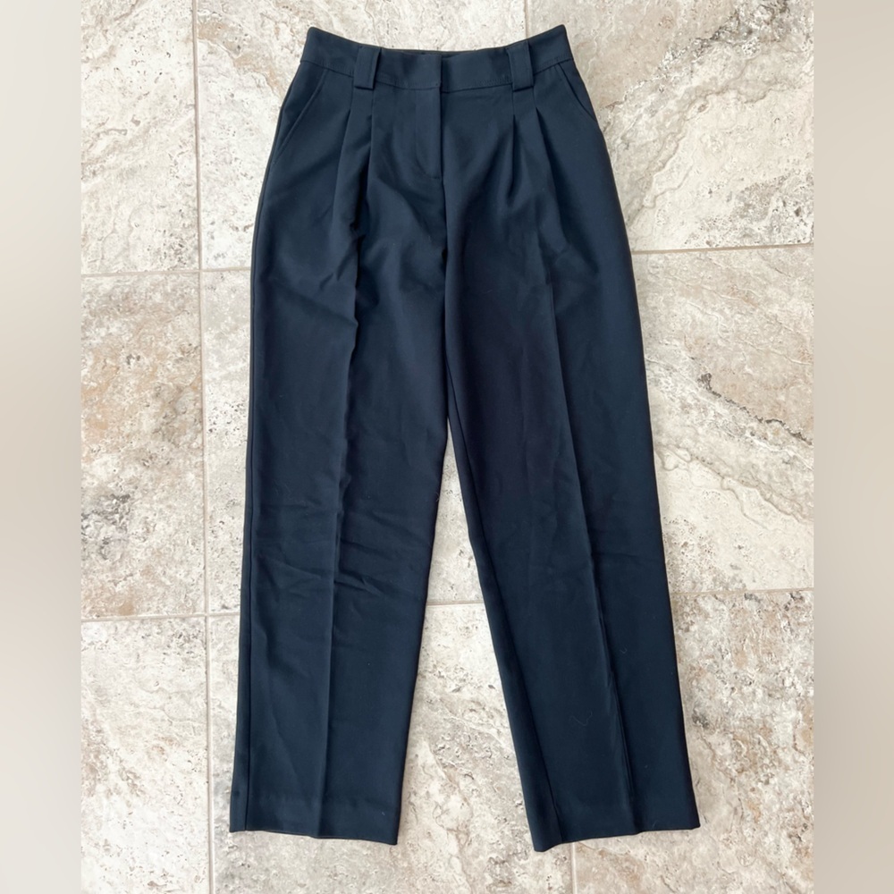 Maeve Anthropologie Pleated High Rise Tailored Trousers Pants Pockets Blue, 2